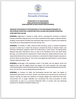 Western Alaska Storm Displacement Emergency - Proclamation of Emergency