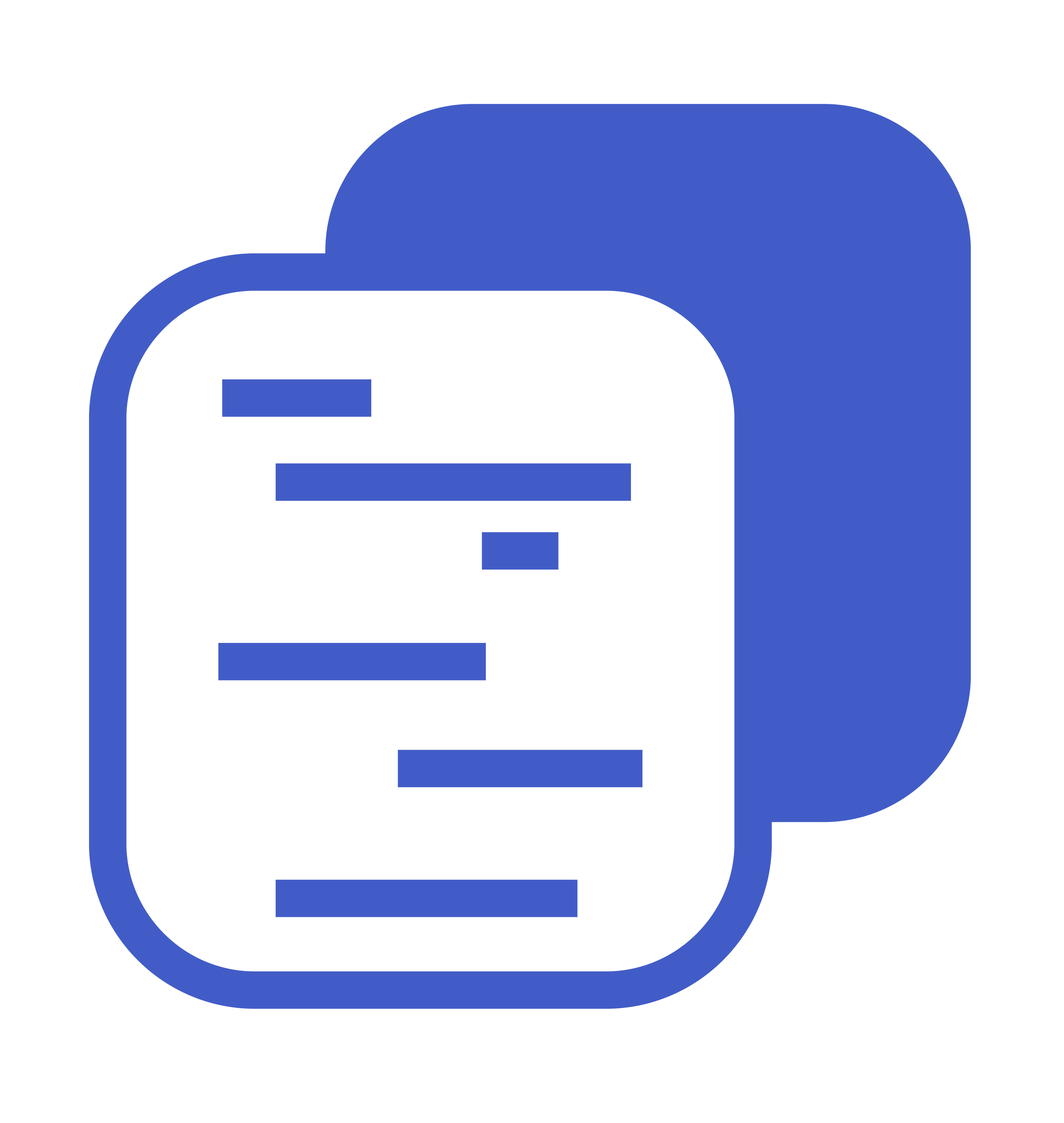 Graphic of blue outlined pages with lines representing a document