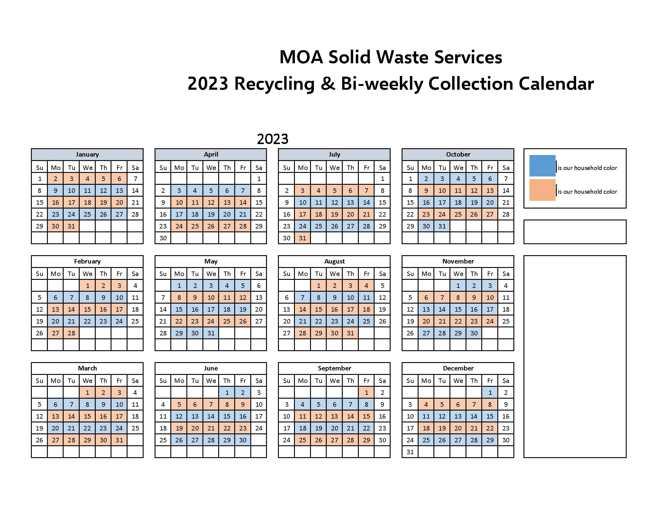 recycling automated calendar 2023 Please call for details 9097-343-6250