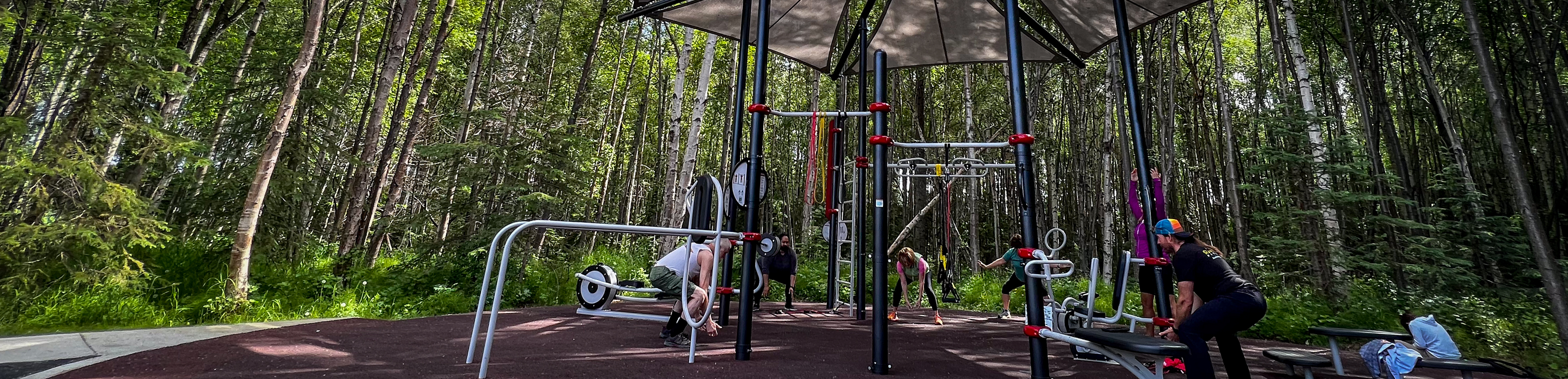 Fitness equipment at Taku Lake Park
