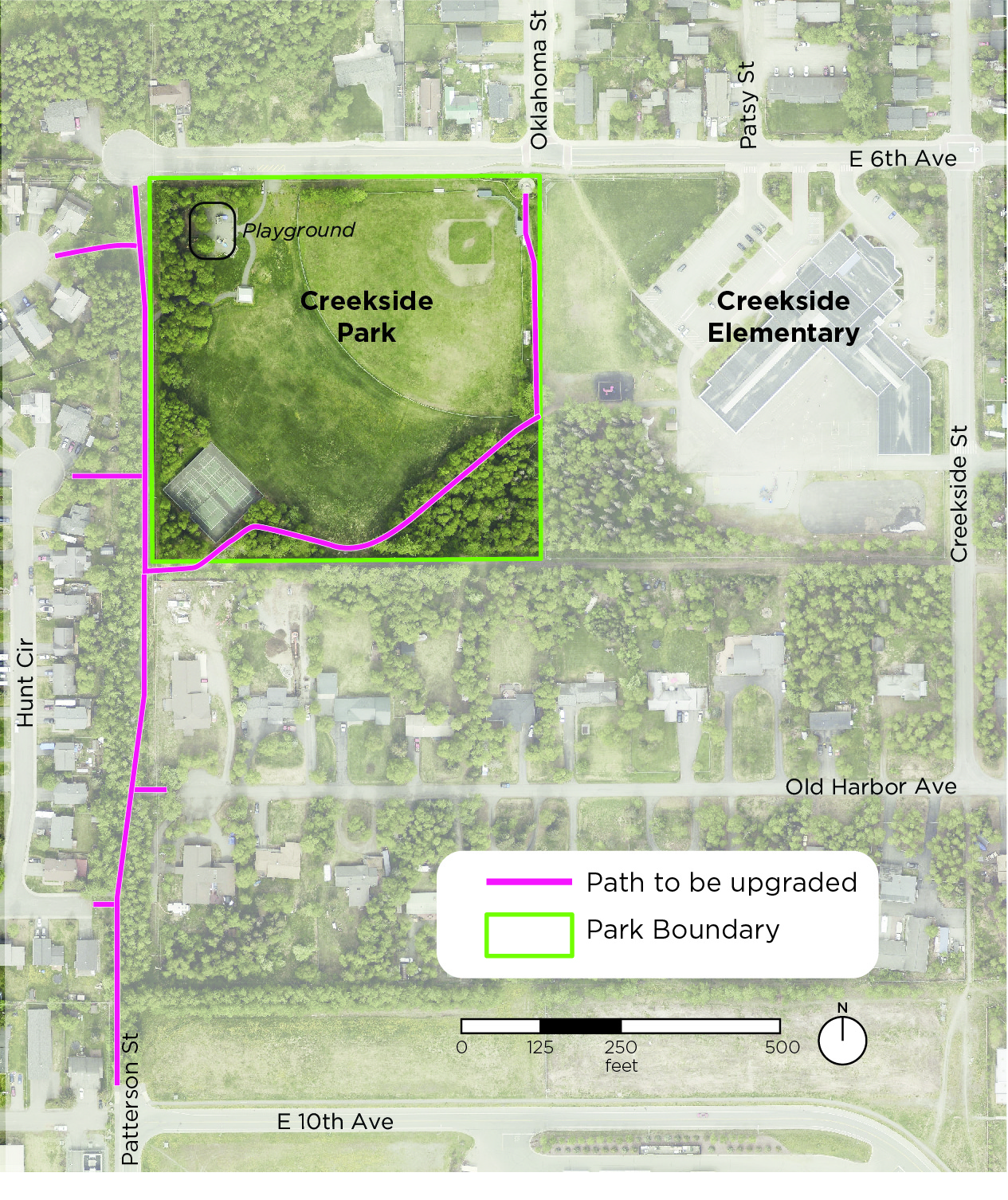 Area map showing park and pathways 
