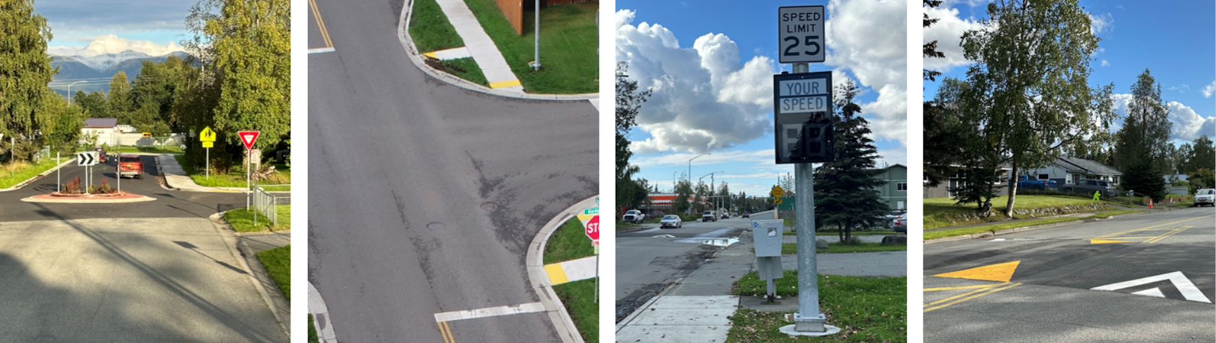 Roundabouts and speed limit signs